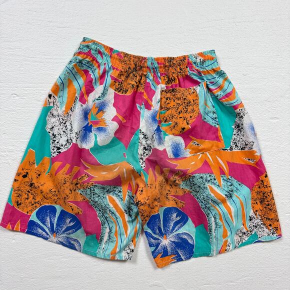 Vintage 90s Trade Winds Tropical Floral Cotton Shorts, Size Small - Picture 7 of 8